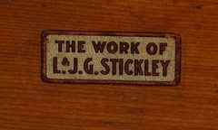 L.& J.G. Stickley signature decal inside drawer: "The Work of L.& J.G. Stickley", circa 1912-1918.